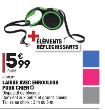 ALDI Laisse Avec Enrouleur Pour Chien offre