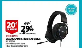 Auchan Casque gaming ironhead qilive offre