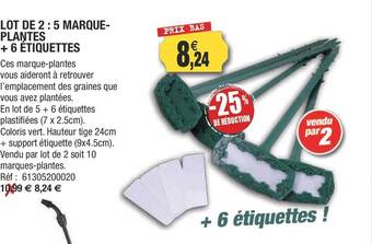 Outiror Lot de 2 : 5 marque-plantes + 6 étiquettes offre