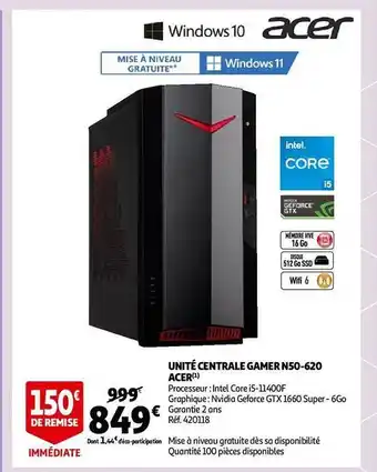 Auchan Unité centrale gamer n50-620 acer offre