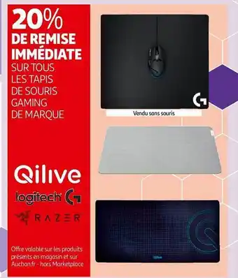 Auchan Tapis de souris gaming de marque qilive offre
