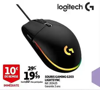 Auchan Souris gaming g203 lightsync offre