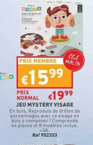Trafic Jeu mystery visage offre