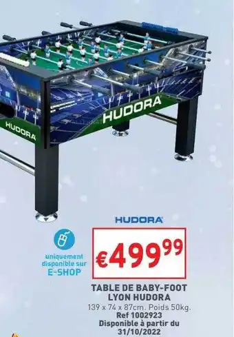 Trafic Table de baby-foot lyon hudora offre