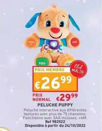 Trafic Peluche puppy offre