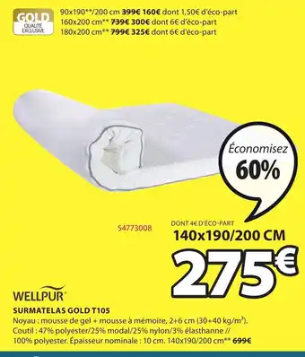 JYSK Surmatelas Gold T105 offre