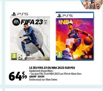 Auchan Le jeu fifa 23 ou nba 2k23 sur ps5 offre