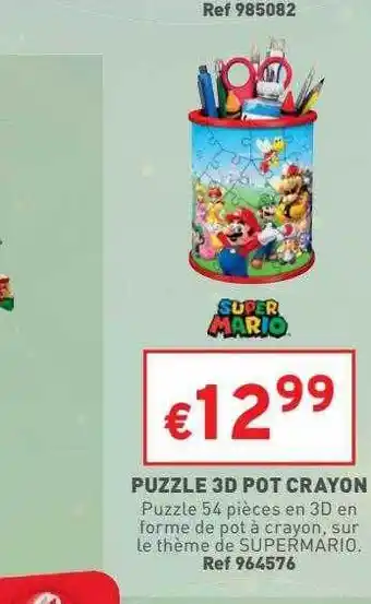 Trafic Puzzle 3d pot crayon super mario offre