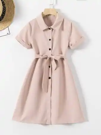 SheIn Fille robe chemise ceinturé offre
