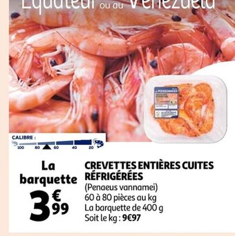 Auchan Crevettes Entières cuites réfrigérées offre