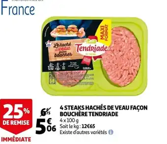 Auchan 4 Steaks hachés Du Veau Façon bouchère Tendriade offre