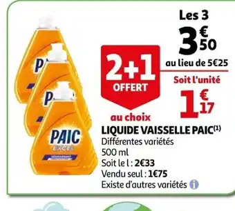Auchan Liquide Vaisselle Paic offre