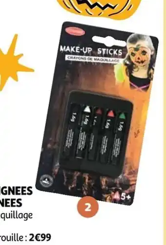 Auchan 5 Crayons de Maquillage Halloween offre