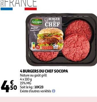 Auchan 4 Burgers du Chef Socopa offre