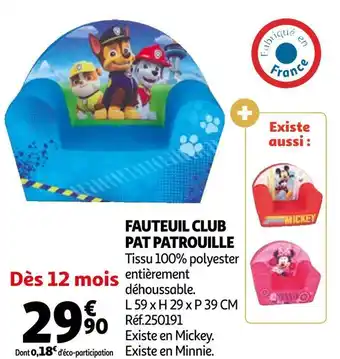 Auchan Pat patrouille fauteuil club offre