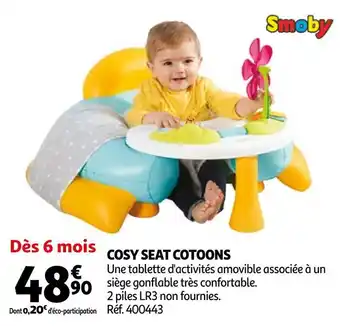 Auchan Smoby cosy seat cotoons offre