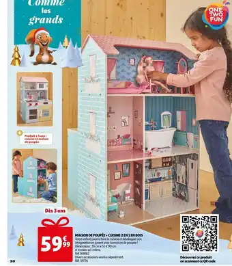 Auchan Maison de poupée + cuisine 2 en 1 en bois offre