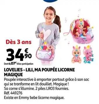 Auchan Vtech lovelies - lili, ma poupée licorne magique offre