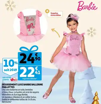 Auchan Déguisement luxe barbie ballerine paillettes offre