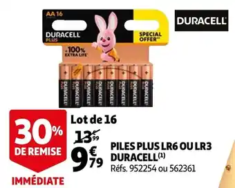 Auchan Duracell piles plus lr6 ou lr3 offre