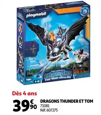 Auchan Playmobil dragons thunder et tom offre