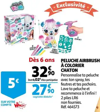 Auchan Airbrush peluche à colorier chaton offre