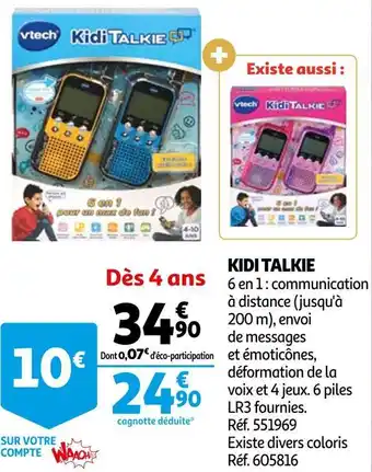 Auchan Vtech kidi talkie offre