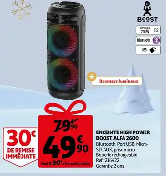 Auchan Boost enceinte high power alfa 2600 offre