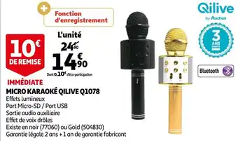 Auchan Qilive micro karaoké q1078 offre