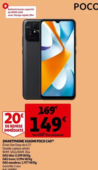 Auchan Xiaomi smartphone poco c40 offre