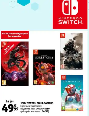 Auchan Nintendo jeux switch pour gamers offre