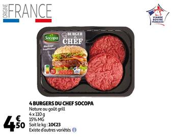 Auchan Socopa 4 burgers du chef offre