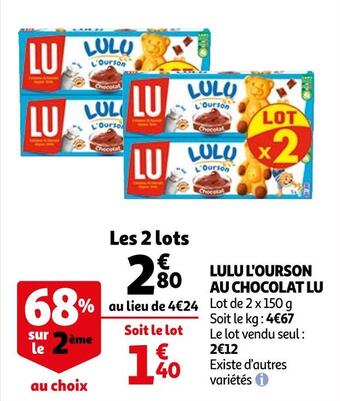 Auchan Lu lulu l'ourson au chocolat offre