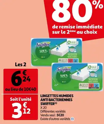 Auchan Swiffer lingettes humides anti bacteriennes offre