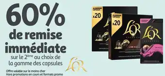 Auchan L'or 60% de remise immédiate sur le 2ème au choix de la gamme des capsules l'or offre