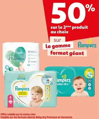 Auchan Pampers 50% sur le 2ème produit au choix sur la gamme pampers format géant offre