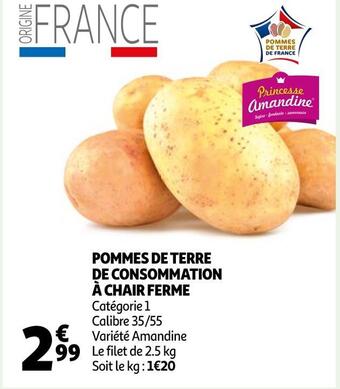 Auchan Pommes de terre de consommation à chair ferme offre