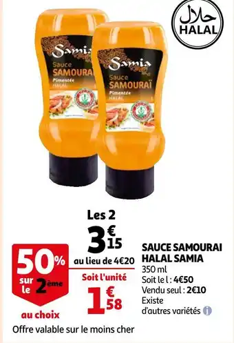 Auchan Samia sauce samourai halal offre
