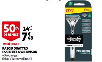 Auchan Wilkinson rasoir quattro essentiel 4 offre