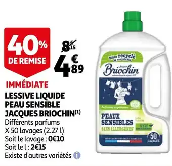 Auchan Jacques briochin lessive liquide peau sensible offre