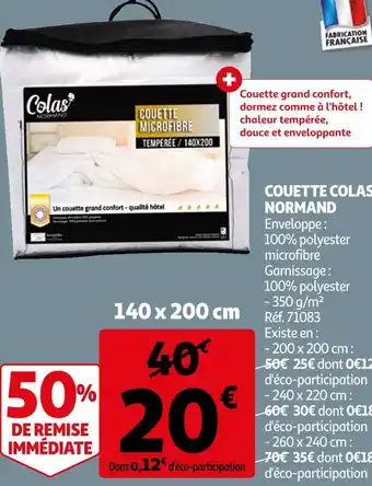Auchan Colas normand couette offre