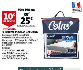 Auchan Colas surmatelas normand offre