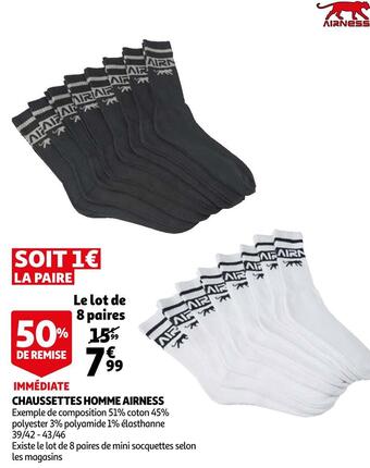 Auchan Airness chaussettes homme offre