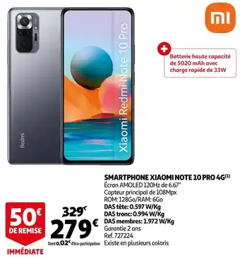 Auchan Xiaomi smartphone xiaomi note 10 pro 4g offre