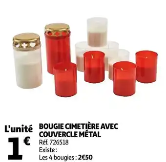 Auchan Bougie cimetière avec couvercle métal offre