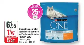 G20 Croquettes pour chat spécial chat stérilisé au poulet et céréales PURINA ONE offre