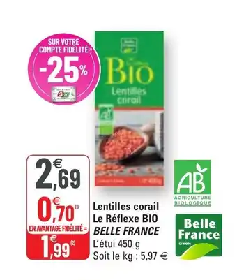 G20 Lentilles corail le réflexe bio BELLE FRANCE offre