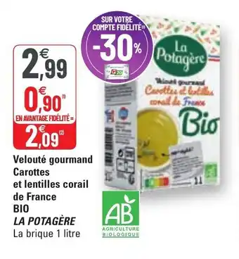 G20 Velouté gourmand carottes et lentilles corail de france bio LA POTAGÈRE offre