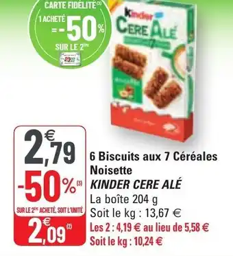 G20 6 biscuits aux 7 céréales noisette KINDER CERE ALE offre
