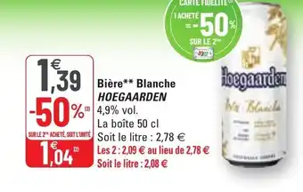 G20 Bière blanche HOEGAARDEN offre